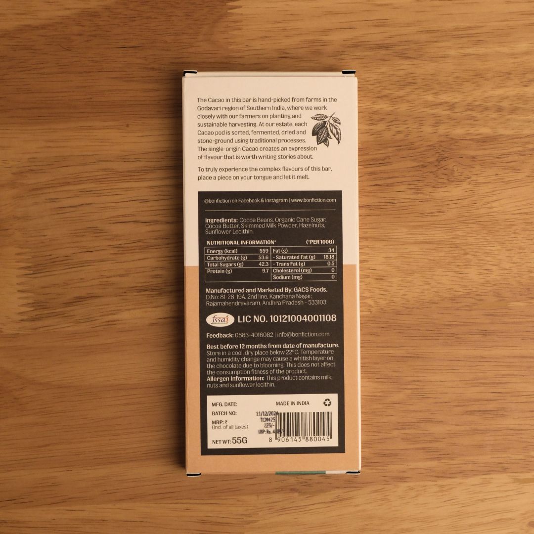 Bon Fiction 45% Milk Chocolate with Hazelnuts