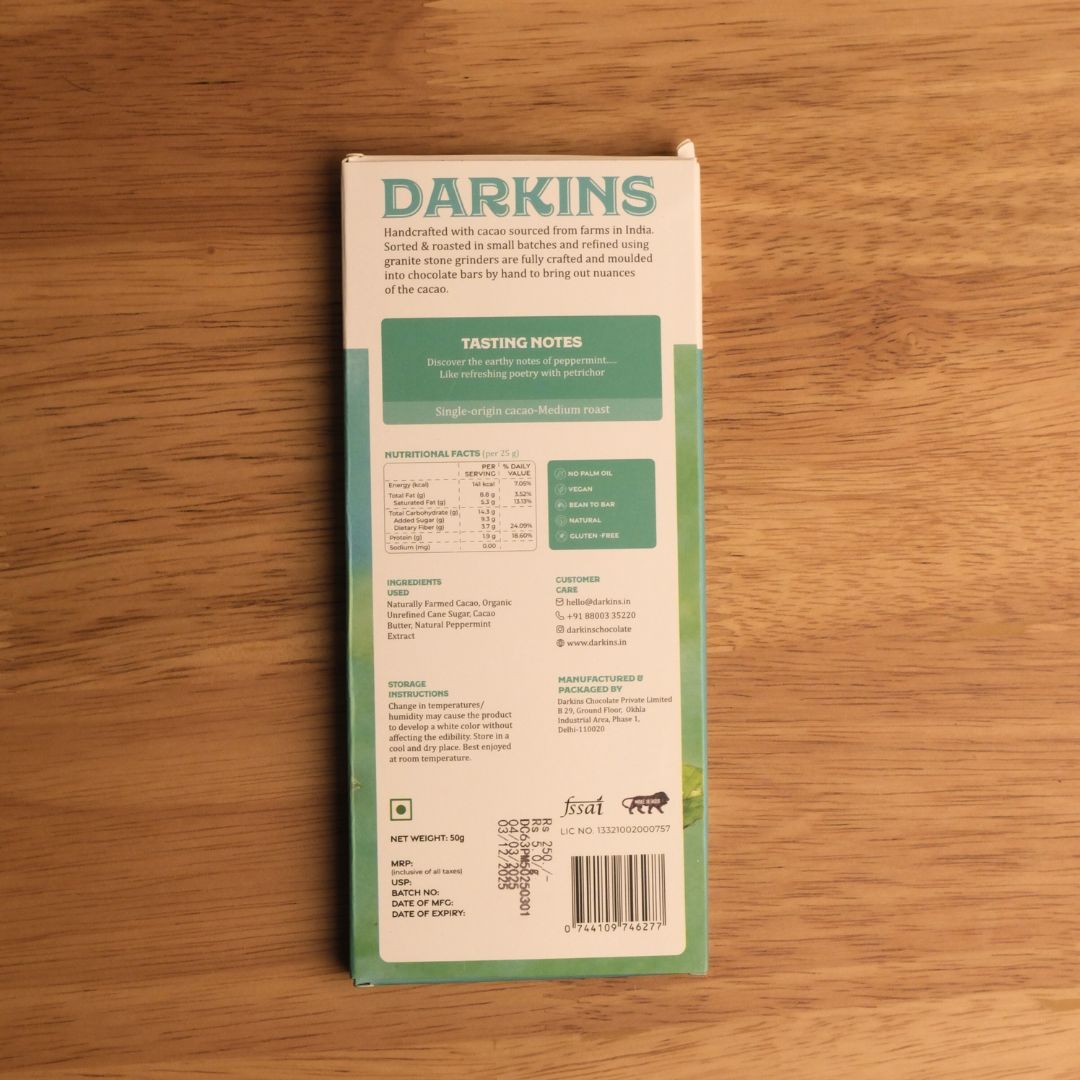 Darkins 63% Dark Chocolate with Peppermint