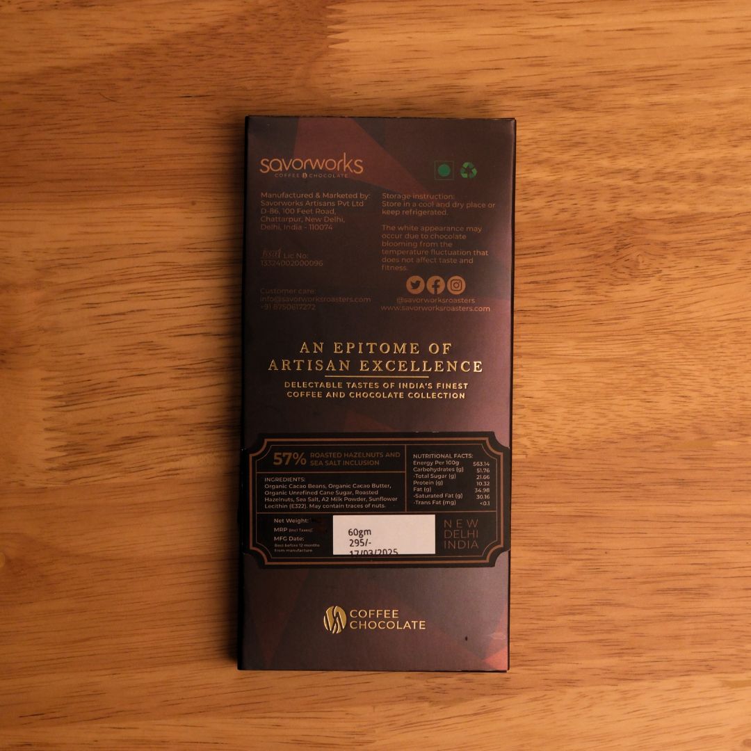 Savorworks 57% Dark Milk Chocolate with Roasted Hazelnut & Sea Salt