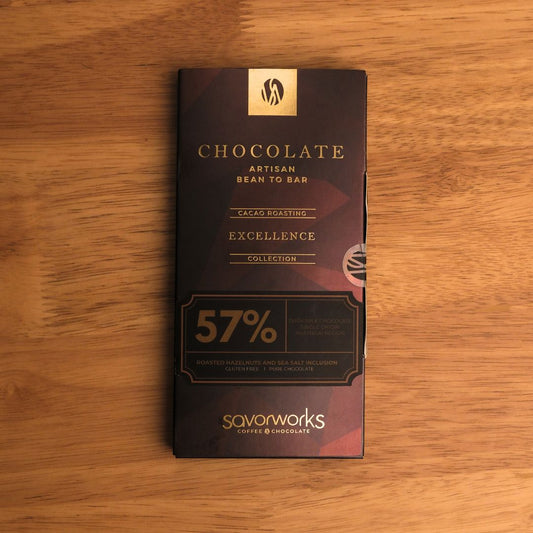 Savorworks 57% Dark Milk Chocolate with Roasted Hazelnut & Sea Salt