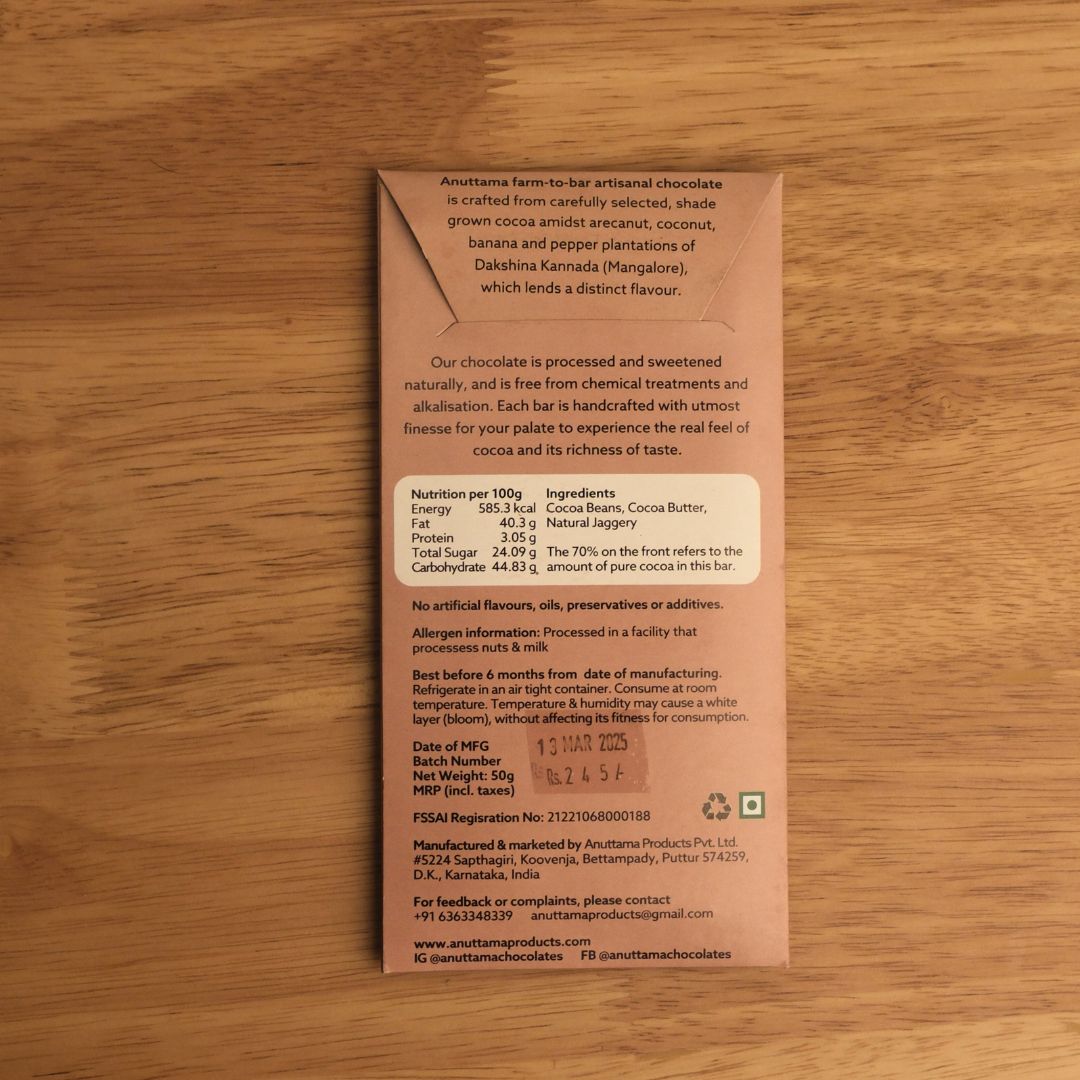 Anuttama 70% Dark Chocolate