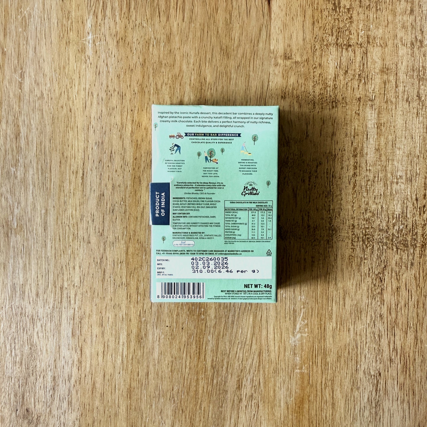 Paul & Mike Kunafa Chocolate with Afghan Pistachios – Dubai Inspired