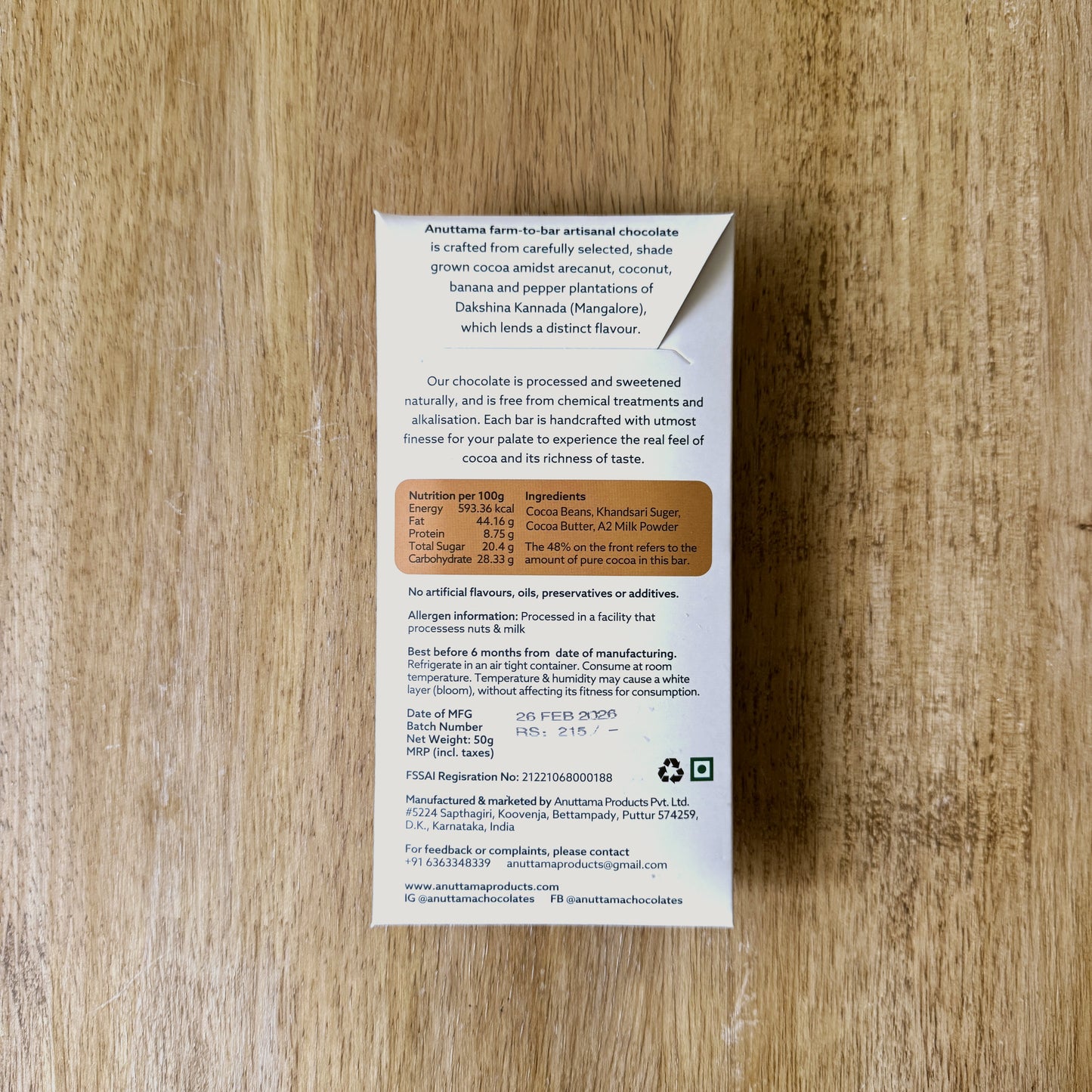 Anuttama 48% A2 Milk Chocolate