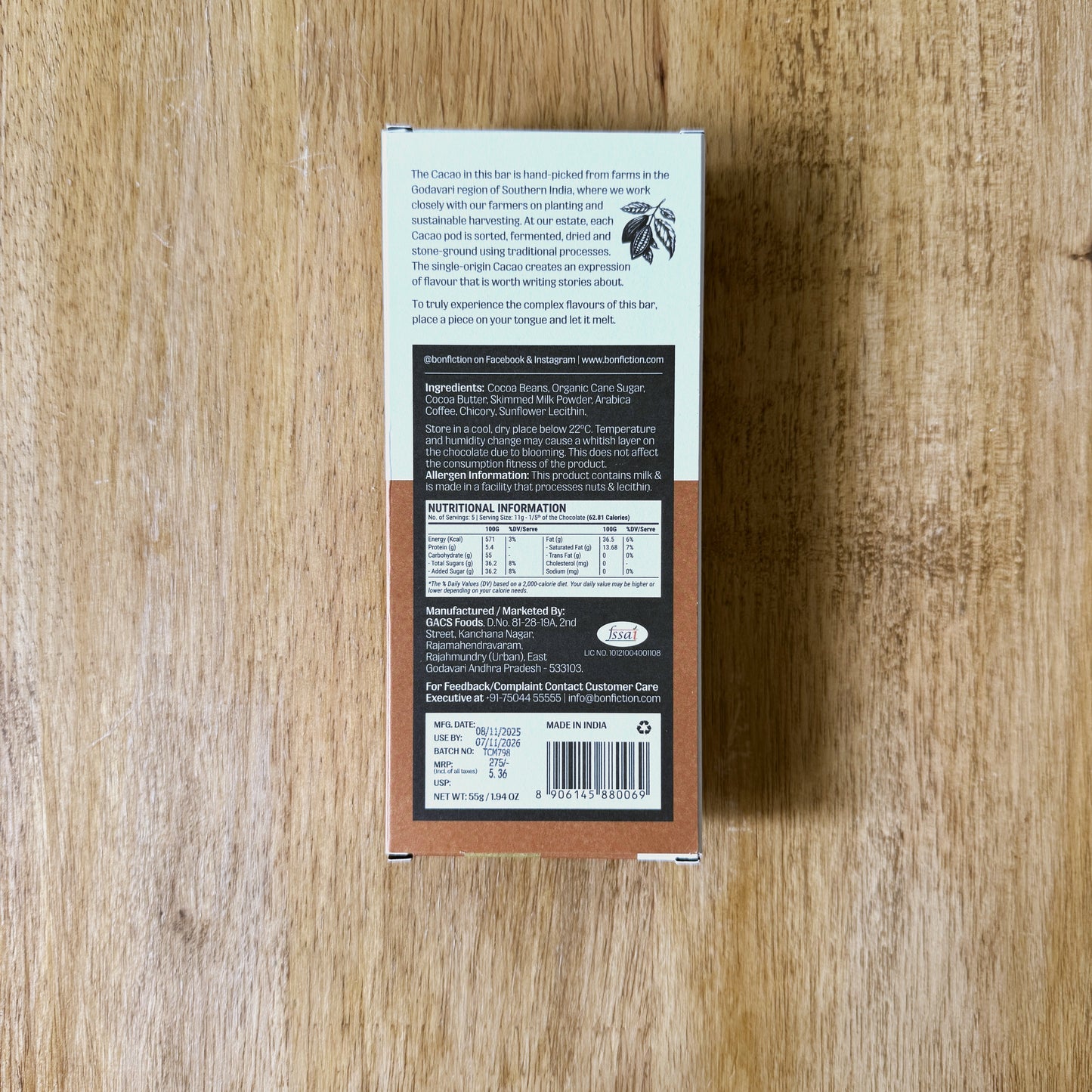 Bon Fiction 55% Dark Milk Chocolate with Coffee