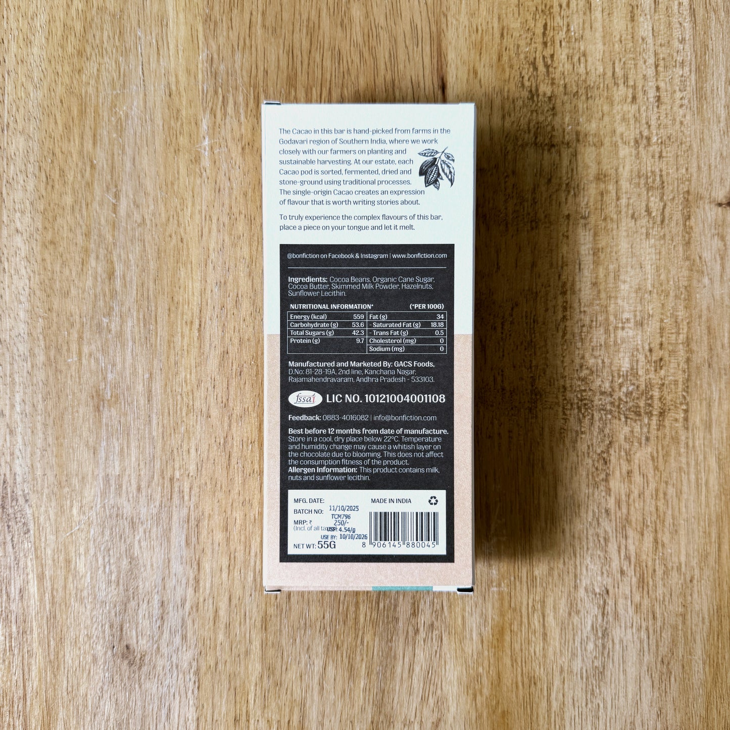 Bon Fiction 45% Milk Chocolate with Hazelnuts