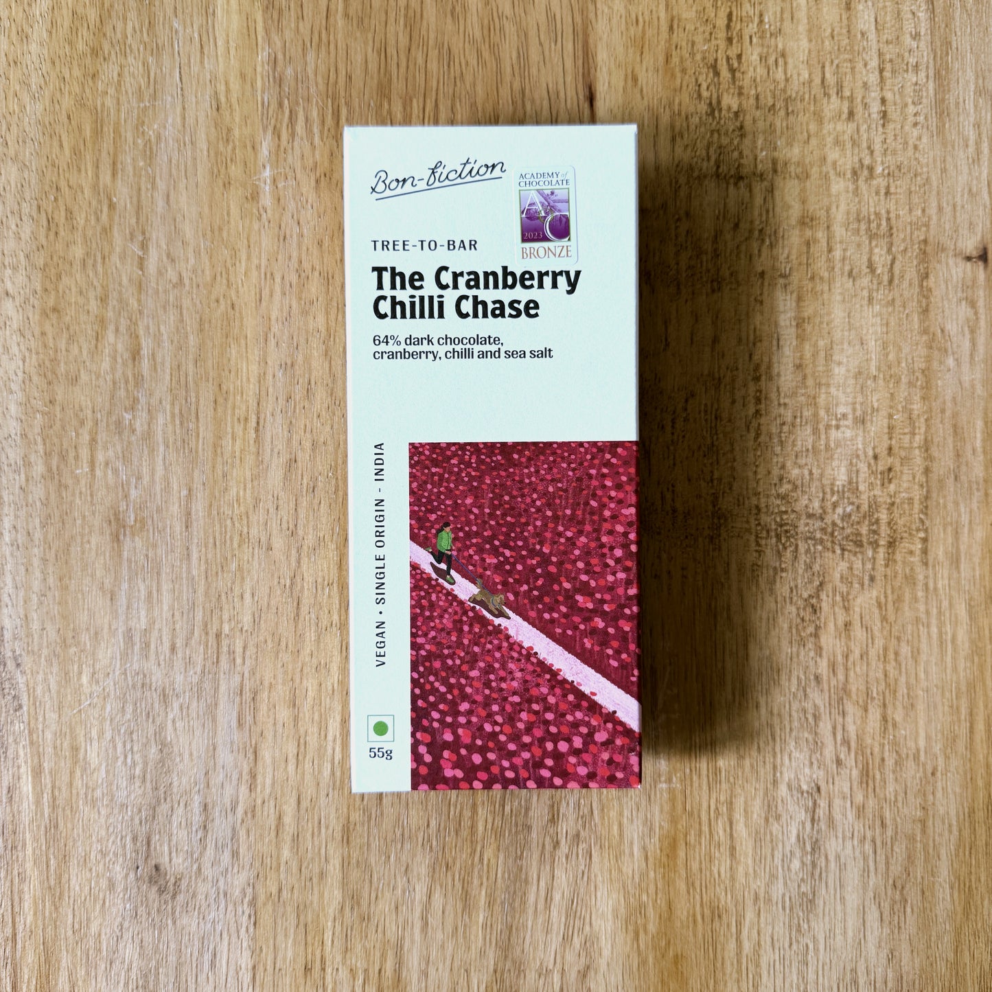Bon Fiction 64% Dark Chocolate with Cranberry and Chilli
