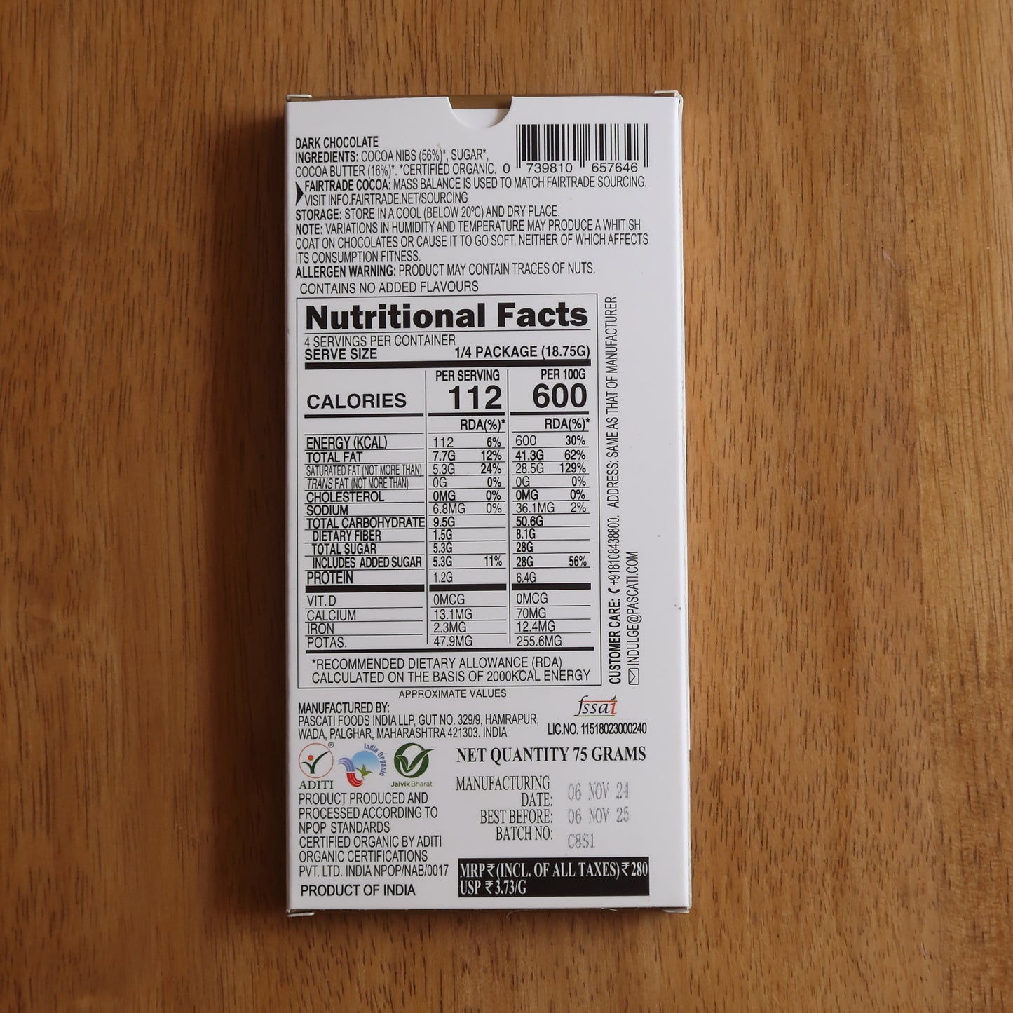 Pascati 72% Dark Chocolate