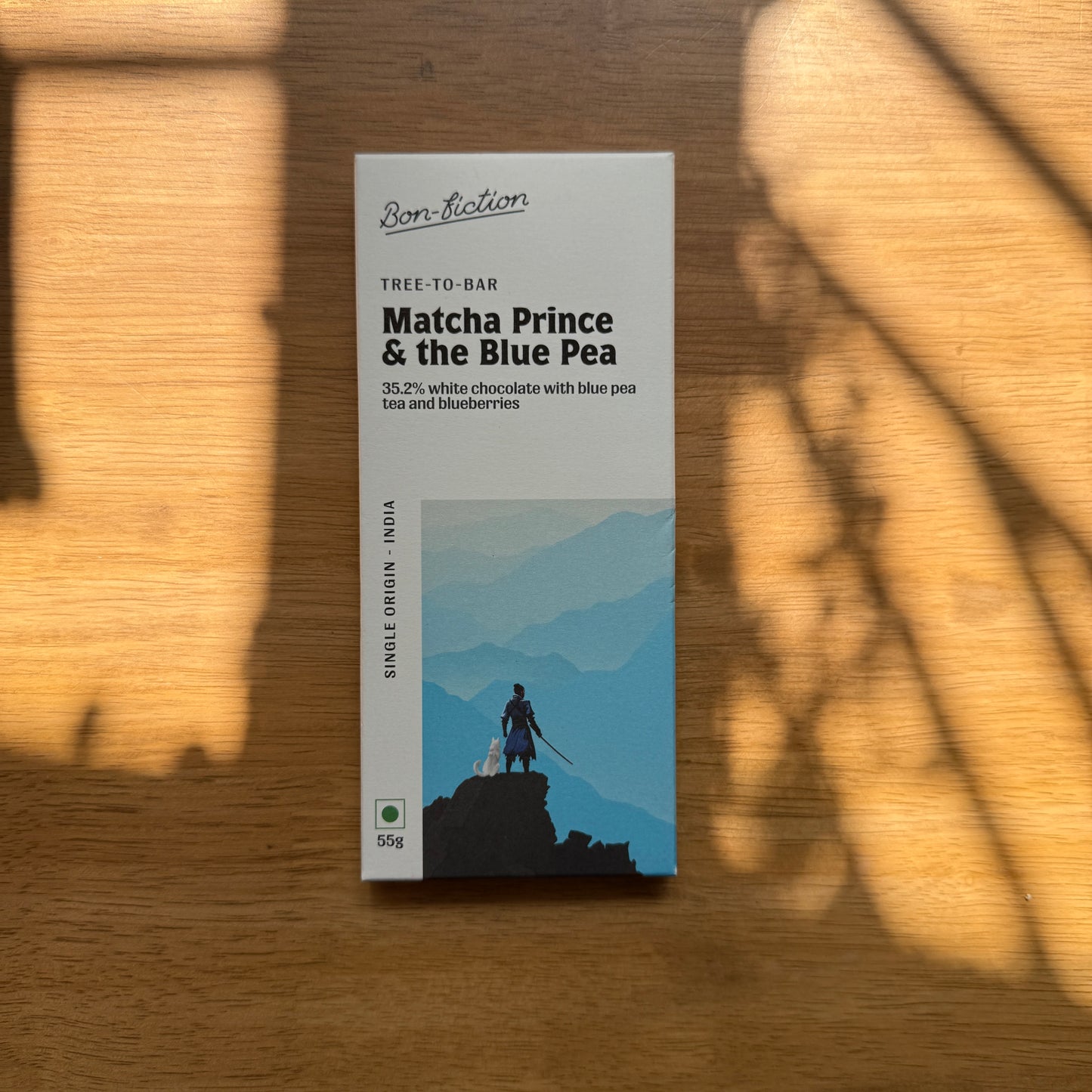 Bon Fiction 35.2% White Chocolate with Blue Pea Tea and Blueberries