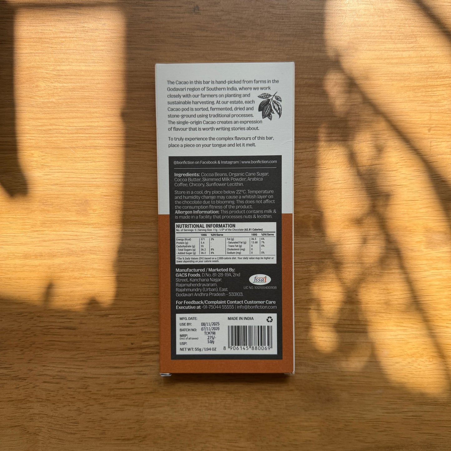 Bon Fiction 55% Dark Milk Chocolate with Coffee