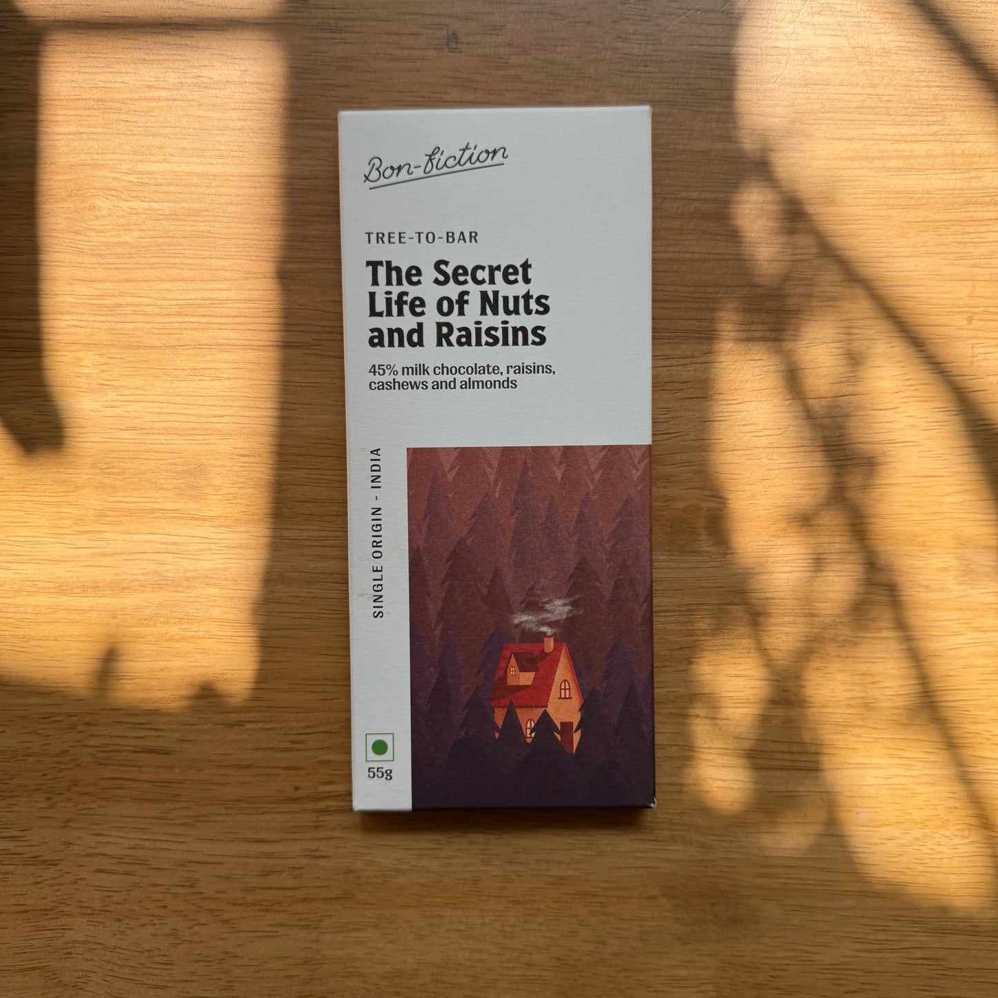 Bon Fiction 45% Milk Chocolate with Raisins, Cashews and Almonds