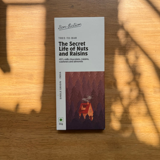 Bon Fiction 45% Milk Chocolate with Raisins, Cashews and Almonds