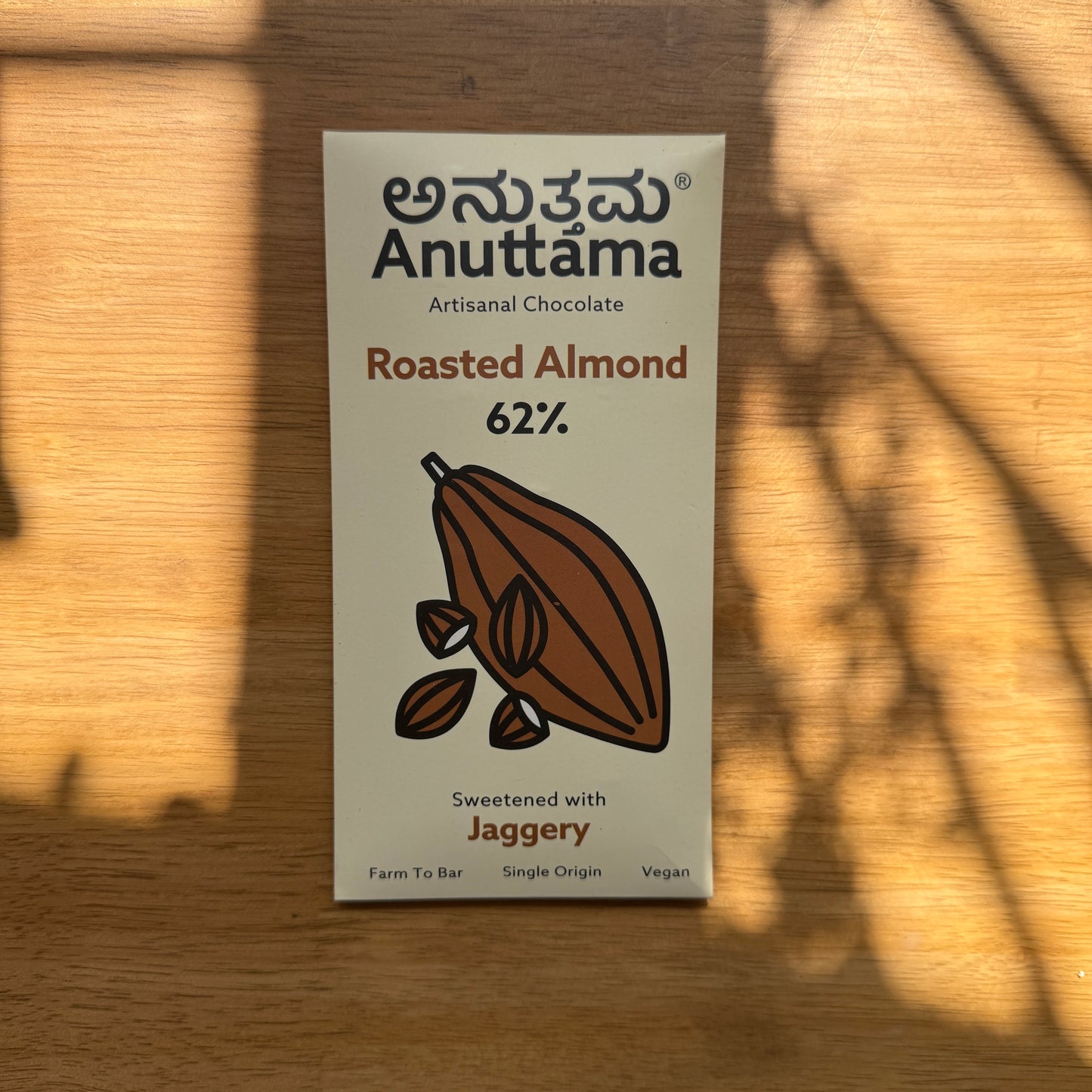 Anuttama 62% Dark Chocolate with Roasted Almonds