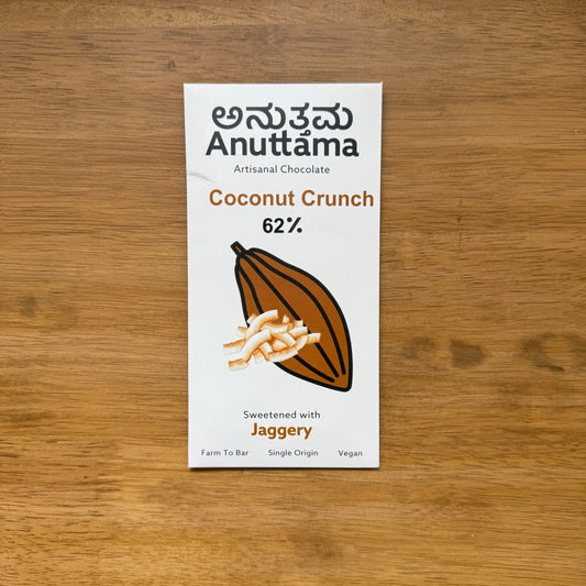 Anuttama 62% Dark Chocolate with Coconut chips