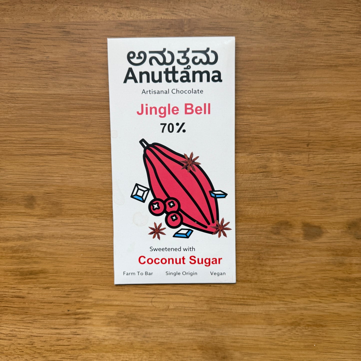 Anuttama 70% Dark Chocolate with Cranberry, Raisins, Sea Salt