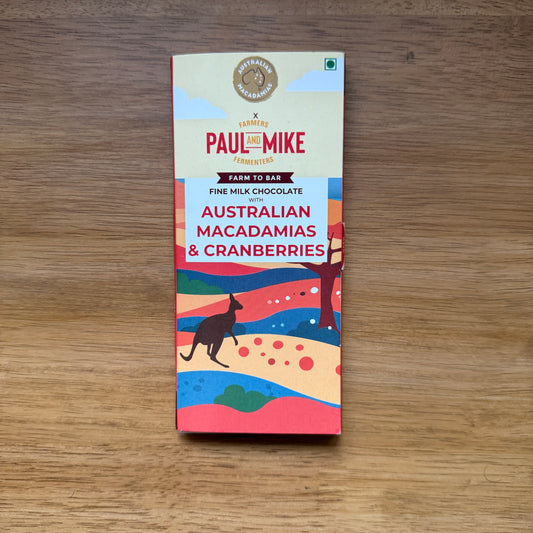 Paul And Mike Milk Chocolate with Macadamias & Cranberries